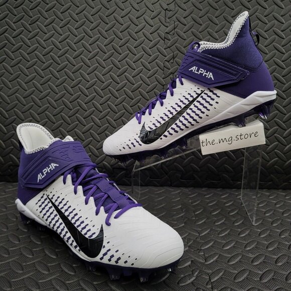 Nike Alpha Menace Pro 2 Mid Football Cleats White Purple BV3945-104 Men's 13 - Picture 1 of 7